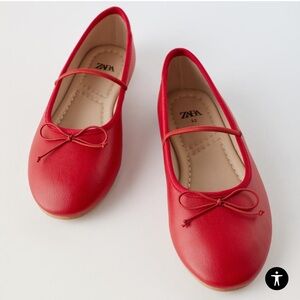 Zara red ballet flats with bow detail